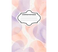 Composition Book: Aesthetic Lavender and Peach Watercolor Journal, 6x9 Inch College Ruled Paper, 110 Pages, Cute Lilac Fluid Shapes Notebook with Gold Speckles for School, College, and Office