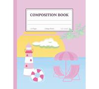 Composition Book: Amalfi Coast Pink Beach Aesthetic - College Ruled 110 Pages - 7.5 x 9.25 in: Preppy Coastal Summer Journal with Lighthouse & Beach ... Notebook for School, College, and Journaling