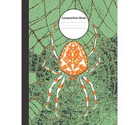 Composition Book: Large blank college ruled notebook with vintage halloween spider art
