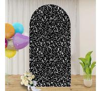 Composition Cover Seamless Pattern Abstract Black Composition Notebook 6.6FT Wedding Arch Cover Spandex Fitted Fabric Round Top Stretchy Backdrop Stand Covers for Wedding Birthday Party Decoration