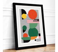 Composition Geometric Framed Wall Art Print A4 (29.7×21cm) Black, Wall Decor for Living Room, Bedroom, Office & Home, Ready to Hang, Art Gift