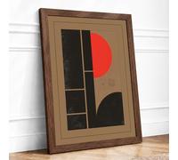 Composition Geometric Framed Wall Art Print A4 (29.7×21cm) Walnut, Wall Decor for Living Room, Bedroom, Office & Home, Ready to Hang, Art Gift