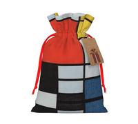 Composition In Red Yellow Blue And Black Christmas Drawstring Sack Gift Bag, Lightweight And Cute In Design