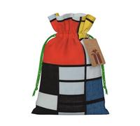 Composition In Red Yellow Blue And Black Christmas Drawstring Sack Gift Bag, Lightweight And Cute In Design