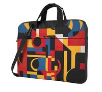 Composition in Red Yellow Blue and Black Print Laptop bag,portable single shoulder laptop Sleeve Case,Compatible with 13-15.6 in, Black, 14 inch