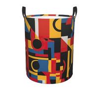 Composition In Red Yellow Blue And Black Print Large Laundry Hamper,Basket For Blanket, Toys, Dirty Clothes In Living Room, Bathroom, Bedroom
