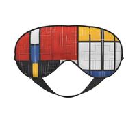 Composition in Red Yellow Blue and Black Print Sleep Mask Silk Eye Cover Soft Satin Blindfold Elastic Strap Night Eyeshade Travel Nap for Women Men