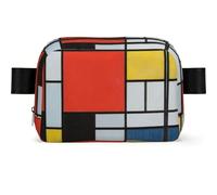 Composition in Red Yellow Blue and Black Print Square Bumbag Fanny Pack for Men Women Adjustable Belt Bag Waterproof Cross Body Bag Chest Bag