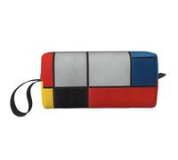 Composition in Red Yellow Blue and Black Printed Travel Makeup Bag Portable Cosmetic Bag Makeup Case Toiletry Handbag Organiser for Women