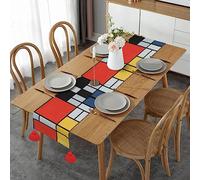 Composition in Red Yellow Blue and Black Table runner Holiday kitchen table decoration for indoor outdoor dinner party decoration coffee table