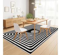 Composition maze path Printed Area Rug - Soft Short-Pile Carpet, Non-Slip Fade-Resistant Black and white Floor Rug for Living Room Bedroom Hallway Kitchen Home Décor 140 x 200 cm