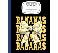 Composition Notebook: 100+ College Wide Ruled Pages Size 7.5x9.25 Retro Bana-nas Last Name Coquette Bow Baseball for Kids Teens and Adults