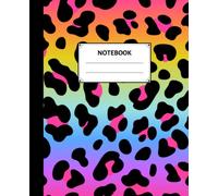 Composition Notebook: 90s Aesthetic Neon Rainbow Leopard Print: 90s Inspired Composition Notebook | Wide Blank Lined Notebook for Back to School | Retro Neon Wide Ruled Paper Notebook