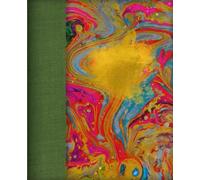 Composition Notebook: Abstract Marbled Fluid Art Notebook with Green Fabric Spine