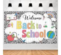Composition Notebook Backdrop Welcome Back to School Banner Decorations First Day of School Welcome Sign Photo Booth Prop Background for Students Classroom Rainbow Photography Poster Wall Decoration