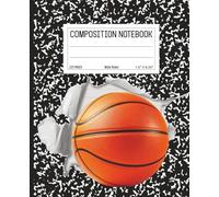 Composition Notebook: Basketball Black Marble Design | 7.5" x 9.25” Shoot Through the Cover Sports Themed Journal with 120 Wide Ruled Pages for Boys - Girls - Kids - Teens | Sports Collection
