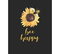 Composition Notebook: Bee Happy Cute Bee and Sunflower Themed College Ruled Lined Note Book