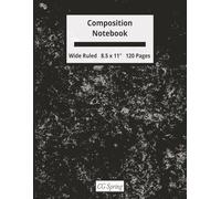 Composition Notebook: Black Marbled | Wide Ruled | 120 Blank Lined Pages | 8.5 x 11 inches | Matte Cover | Paperback