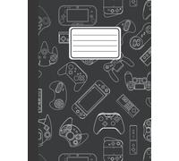 Composition Notebook Black White Video Gaming Themed Comp Book: Wide Ruled Lined Paper 110 pages (55 sheets) 9-3/4 x 7-1/2 inches