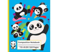 Composition Notebook: blue background Panda Journal, Wide Ruled, 110 Pages: Magical Writing for Kids boy and girl Perfect for School, Writing, and Notes
