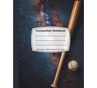 Composition Notebook: Blue Galaxy Baseball | Notebook for Men | Wide-Ruled 100 Lined Pages