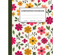 Composition Notebook: Boho Floral Aesthetic College Ruled Notebook for School, College & Work (7.5 x 9.25, 110 Pages): Cute Vintage Flower Pattern Lined Journal for Writing, Notes & Everyday Use