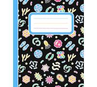 Composition Notebook: Bright Vibrant Colors, Fun Science Biology Inspired Design | Wide Ruled | 7.5" X 9.25" | 120 Pages | For Kids, Teens, and Adults | Microbe Design 04 Blue