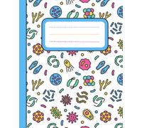 Composition Notebook: Bright Vibrant Colors, Fun Science Biology Inspired Design | Wide Ruled | 7.5" X 9.25" | 120 Pages | For Kids, Teens, and Adults | Microbe Design 03 Blue
