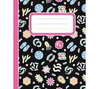 Composition Notebook: Bright Vibrant Colors, Fun Science Biology Inspired Design | Wide Ruled | 7.5" X 9.25" | 120 Pages | For Kids, Teens, and Adults | Microbe Design 04 Pink