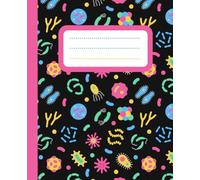 Composition Notebook: Bright Vibrant Colors, Fun Science Biology Inspired Design | Wide Ruled | 7.5" X 9.25" | 120 Pages | For Kids, Teens, and Adults | Microbe Design 02 Pink