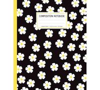 Composition Notebook: Collage Ruled Aesthetic Cute Flower Pastel Black and Yellow Coquette Notebook for Teen, Girls, Women, Preppy Journal for Students, School, Work, College and Everyday Use