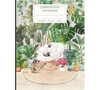 Composition Notebook College Lined: Siamese Cat in Sunroom Journal | Watercolor Botanical Greenhouse Stationery | Cozy Plant Lover Gift 8.5x11