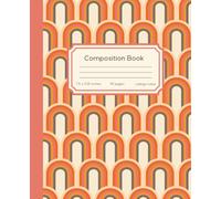 Composition Notebook College Ruled, 110 Pages, 7.5 x 9.25 inch, Orange Pink Gray Scallop Pattern, Paperback for Students, Home, Office: Modern Scallop Notebook for School, Work, Everyday Use