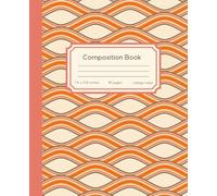 Composition Notebook College Ruled, 110 Pages, 7.5 x 9.25 inch, Orange Pink Gray Wave Pattern, Paperback for Students, Home, Office: Modern Wave Design Notebook for School, Work, Home