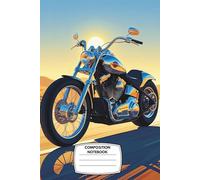 Composition Notebook: College Ruled, 6x9”, 120 Pages - Retro Chopper Motorcycle Cover with Flames & Sunset - Ideal for Bikers, Motorcycle Fans, or Rebel Writers