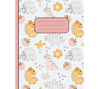 Composition Notebook: College Ruled, 7.5" x 9.75", Cute Dinasour Cover for Girls: School Writing Journal - Fun Pink Dinosaur Notebook, Perfect for Back to School or Gifts
