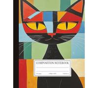 Composition Notebook College Ruled: Abstract Cat Geometric Art Design **| 7.5x9.25 in | 110 Pages | Wide Ruled Journal: Modern Geometric Cat ... for School, College, Work & Creative Writing
