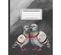Composition Notebook College Ruled: City Bird Pigeon Couple Pattern on Charcoal Gray: Cute Urban Wildlife Aesthetic Journal for School, Writing & Everyday Notes
