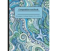 Composition Notebook College Ruled: Colorful Blue & Green Sea shore Illustration | Colorful psychedelic pattern Journal For Girls, Teens, Women | College Lined