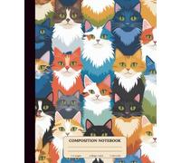 Composition Notebook College Ruled: Colorful Cat illustration Vintage Aesthetic Notebook, School Notes, writing journal, 7.5x9.25 (110 pages) Front and Back are Soft Cover