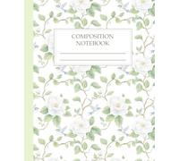 Composition Notebook College Ruled: Coquette White Roses Vintage Flowers and Bluebird Illustration | Floral Aesthetic Journal for School, College & Work
