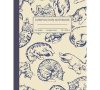 Composition Notebook College Ruled: Cute Contented Cat Design, Part of the Vintage Pets Series, Journal For School, College, Office, Work