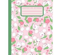 Composition Notebook College Ruled: Cute Kawaii Bunny Tulips & Dandelions Aesthetic Journal