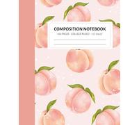 Composition Notebook College Ruled: Fresh Watercolor Peach Seamless Illustration | Cute Aesthetic Journal for College, School, Office & Work