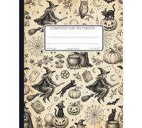 Composition Notebook College Ruled: Haunted Forest Ghosts & Mushrooms, Vintage Spooky Toadstool Pattern, Cottagecore Goth Journal for Botany, Biology & Spells
