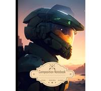 Composition Notebook College Ruled: Imagine prompt featuring Master Chief Halo, Pixel Art, 1 Dusk, 1 Wide Angle Lens, Michelangelo, Size 8.5x11 Inches, 120 Pages