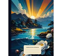 Composition Notebook College Ruled: Landscape with Traditional Asian Buildings - Graphic Novel illustration | Lined Paper Journal For School, College, Office, Work - 7.5" x 9.25" - 110 Pages