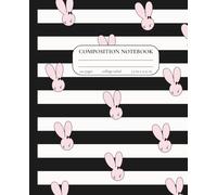 Composition Notebook College Ruled: Modern Black & White Stripes with Creepy Cute Pink Graffiti Bunny Pattern | 7.5" x 9.25" | Pastel Goth Aesthetic ... Note Taking, Creative Writing, Journaling