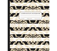 Composition Notebook College Ruled: Modern Black & White Stripes with Elegant Gold Damask Pattern | 7.5" x 9.25" | Sophisticated Aesthetic Journal for ... Note Taking, Creative Writing, Journaling
