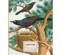 Composition Notebook: College Ruled Notebook with an illustration of a Purple Grackle 7.5" x 9.25": 110 pages, perfect gift idea for children and students, office workers, art and nature lovers